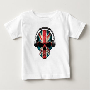 Camiseta Para Bebê Crânio customizável de Ingleses DJ com fones de