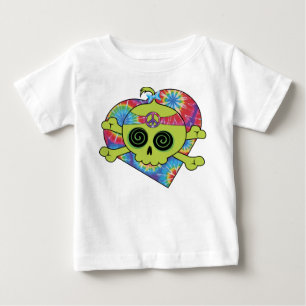 Camiseta Para Bebê Crânio da tintura do laço