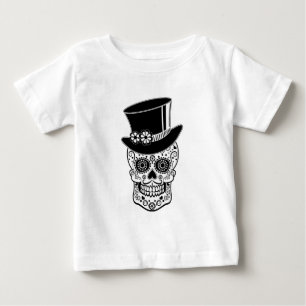 Camiseta Para Bebê Crânio de Açúcar Cavalheiro-01