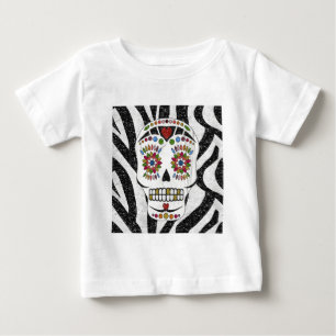 Camiseta Para Bebê Crânio de Açúcar Rockabilizável RAB na Impressão Z