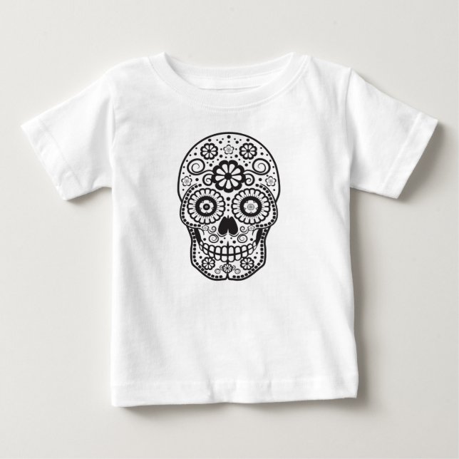 Camiseta Para Bebê Crânio de Açúcar Sorridente (Frente)
