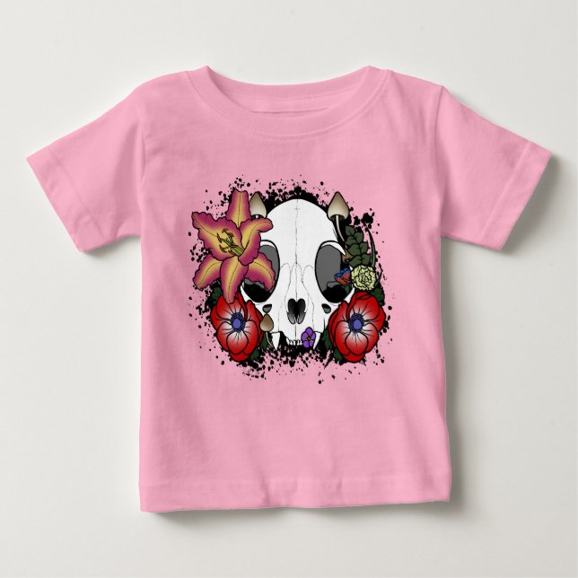Camiseta Para Bebê Crânio de Doom e Bloom Cat (Frente)
