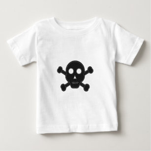 Camiseta Para Bebê Crânio de Feltro Negro