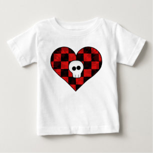 Camiseta Para Bebê Crânio de gótico punk em vermelho