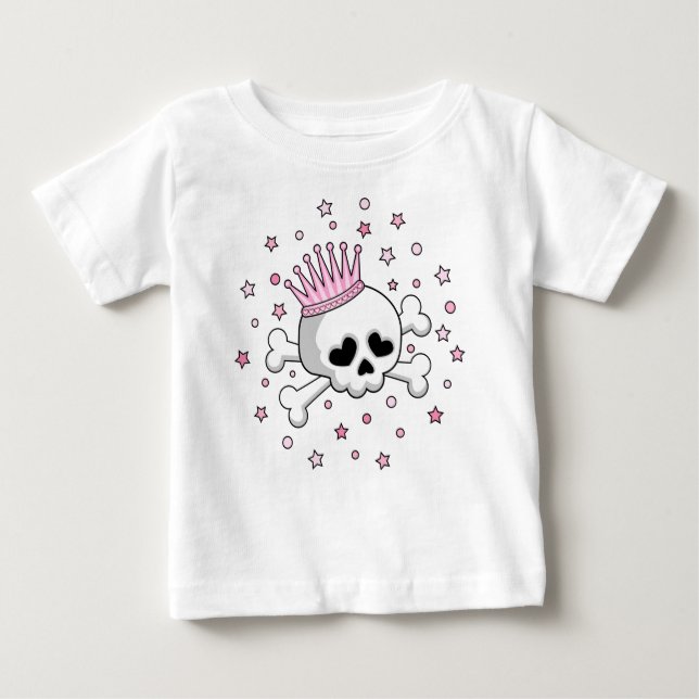 Camiseta Para Bebê Crânio de Princesa Bonita (Frente)