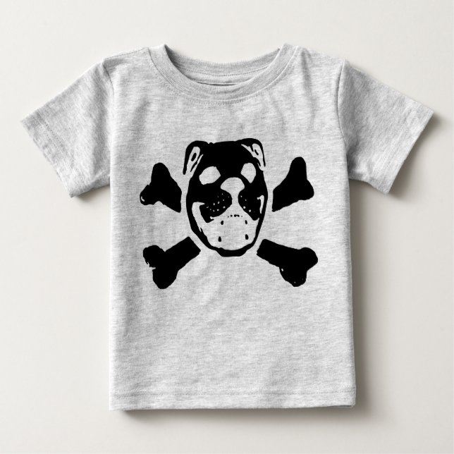 Camiseta Para Bebê Crânio do buldogue para o bebê (Frente)