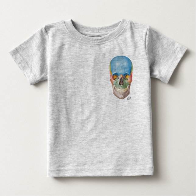 Camiseta Para Bebê Crânio do Netter em um bebê de uma peça só (Frente)