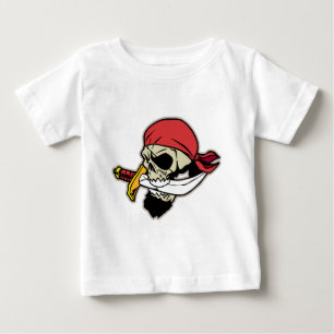 Camiseta Para Bebê Crânio do pirata com faca