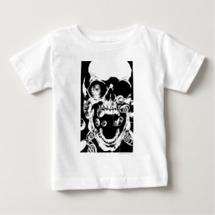 Camiseta Para Bebê Crânio e anéis