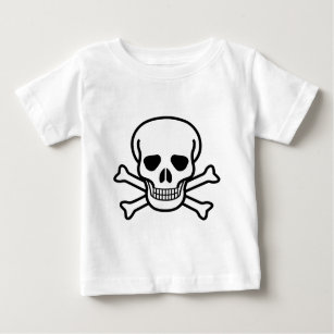 Camiseta Para Bebê Crânio e ossos cruzados