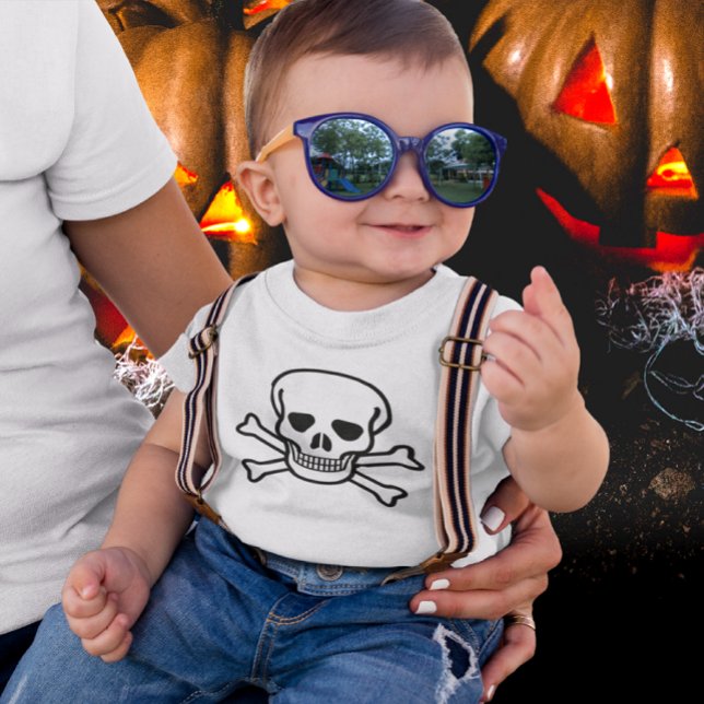 Camiseta Para Bebê Crânio e ossos cruzados (Skull and Crossbones Baby T-shirt)