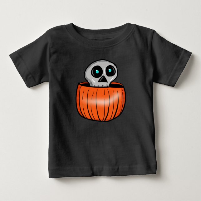 Camiseta Para Bebê Crânio em Abóbora (Frente)