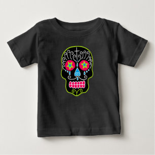 Camiseta Para Bebê Crânio Negro