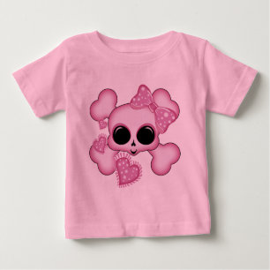 Camiseta Para Bebê Crânio rosa-claro