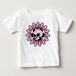 Camiseta Para Bebê Crânio Rosa Doce