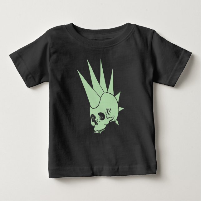 Camiseta Para Bebê Crânio Sem Jawless Punk Personalizável Versão 2 (Frente)