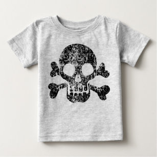 Camiseta Para Bebê Crânio vestido e ossos cruzados