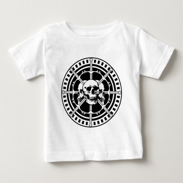 Camiseta Para Bebê Crânios com Espadas (Frente)