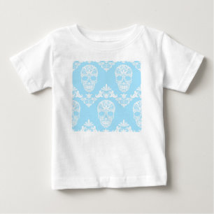 Camiseta Para Bebê crânios vitorianos azuis