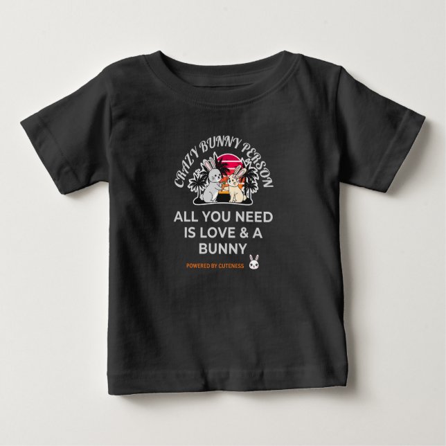 Camiseta Para Bebê Crazy Bunny Person (Frente)