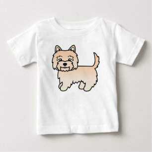 Camiseta Para Bebê Cream Cairn Terrier Dog Caricature Trabalho de art
