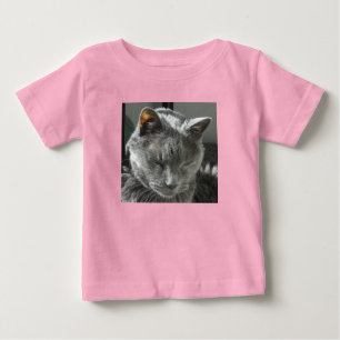 Camiseta Para Bebê Creeper infantil Onsie do gato cinzento