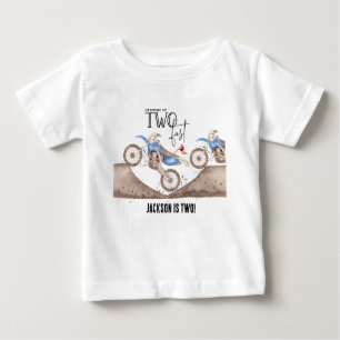 Camiseta Para Bebê Crescendo de dois em dois Bicicleta de terra azul
