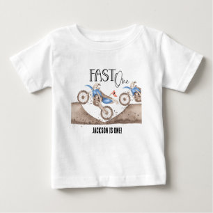 Camiseta Para Bebê Crescendo RÁPIDO Uma moto de terra azul no primeir