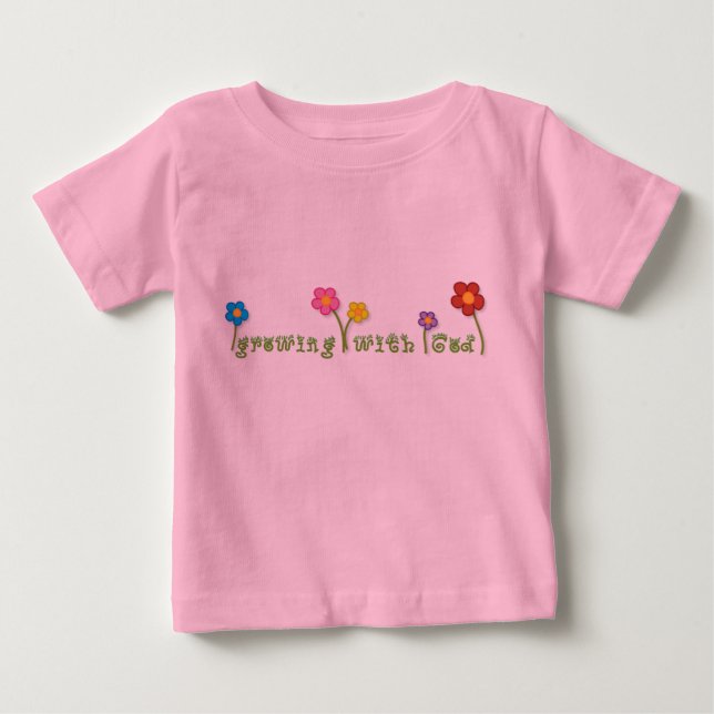 Camiseta Para Bebê Crescimento com o T cristão do bebê do deus (Frente)