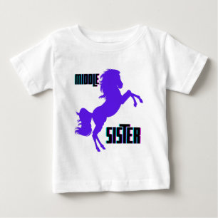 Camiseta Para Bebê Criação de Pônei Roxo da Irmã do Meio