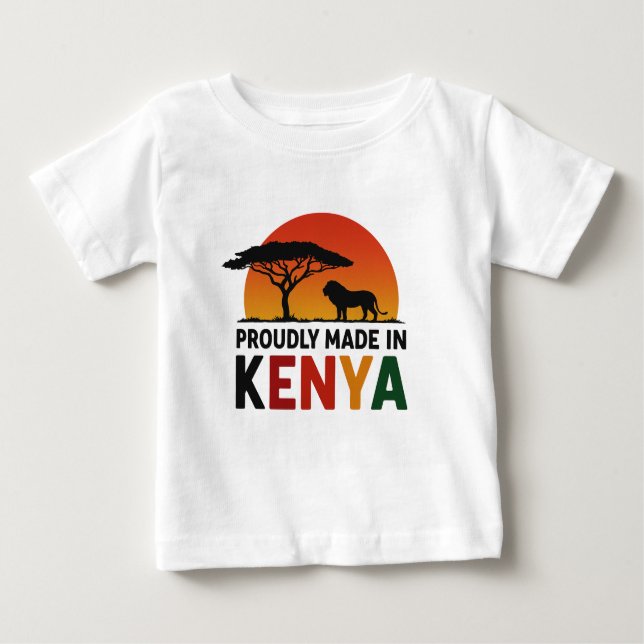 Camiseta Para Bebê Criado com orgulho no Safari africano do Quênia (Frente)