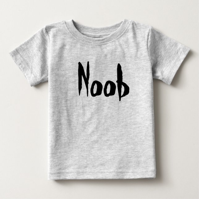 Camiseta Para Bebê Criador de Bebês do Jogador - Noob em Preto (Frente)