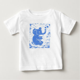 Camiseta Para Bebê Criança Baby Blue Elephant soprando bolhas T-shirt