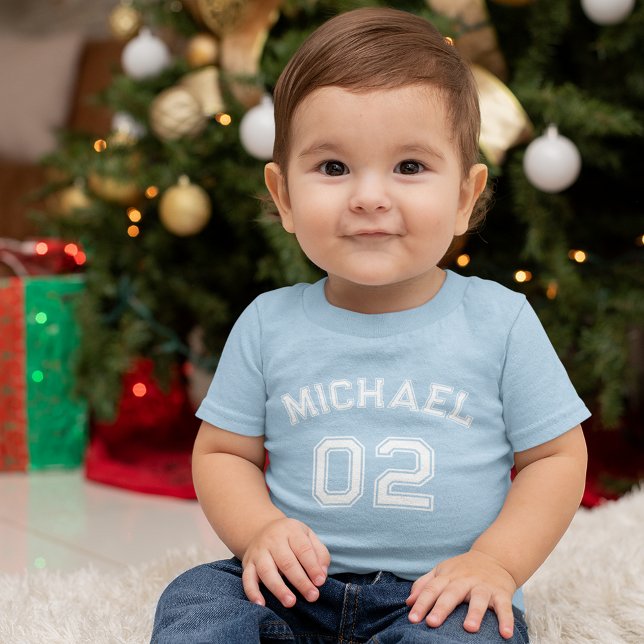 Camiseta Para Bebê Criança Boy Name Jersey Number Sports Soft Cotton (Infant Boy Name Jersey Number Sports Soft Cotton Baby T-Shirt)