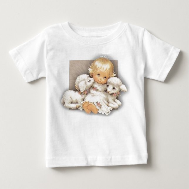 Camiseta Para Bebê Criança com borregos (Frente)