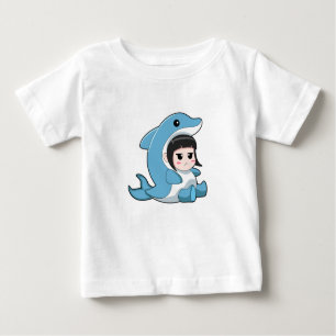 Camiseta Para Bebê Criança com fantasia de golfinho
