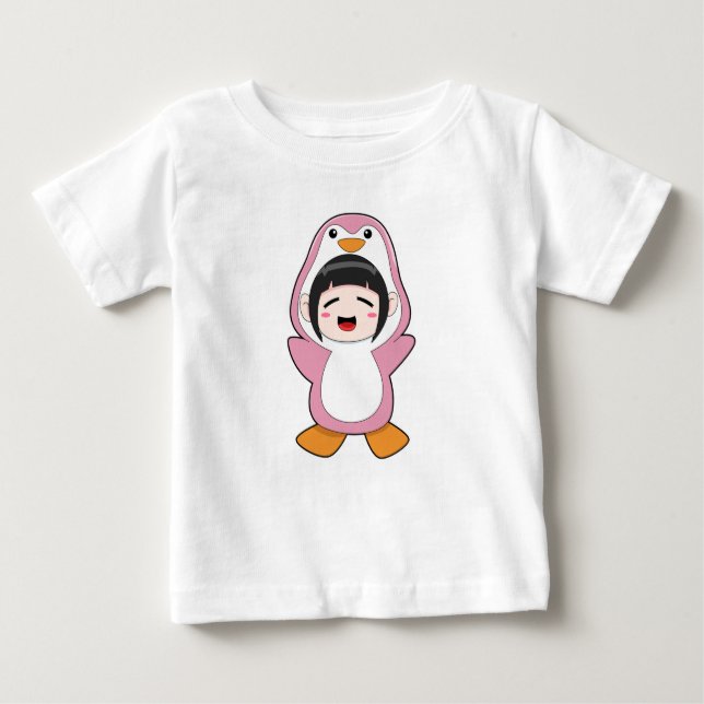 Camiseta Para Bebê Criança com roupa de pinguim (Frente)