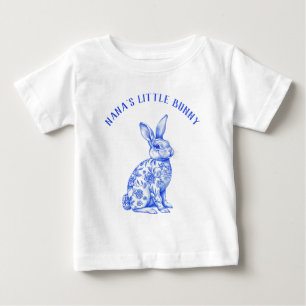 Camiseta Para Bebê Criança de Bebê da Chinoiserie Azul e Branca
