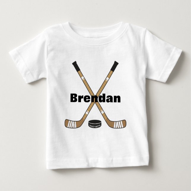 Camiseta Para Bebê Criança de Bebês de Hockey Sticks Personalizada (Frente)