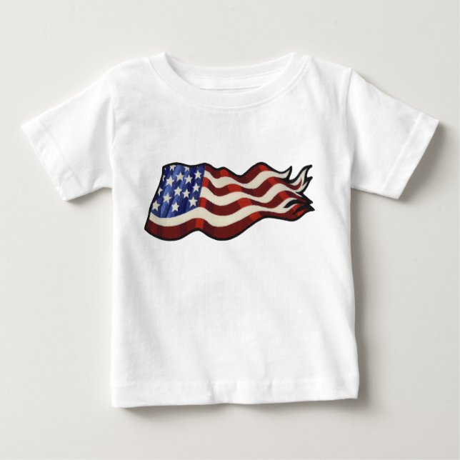Camiseta Para Bebê Criança de ondulação da bandeira americana (Frente)