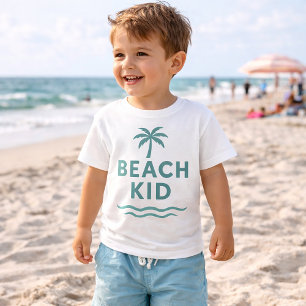 Camiseta Para Bebê Criança de Praia Minimalista Gráfico de Palmeira e