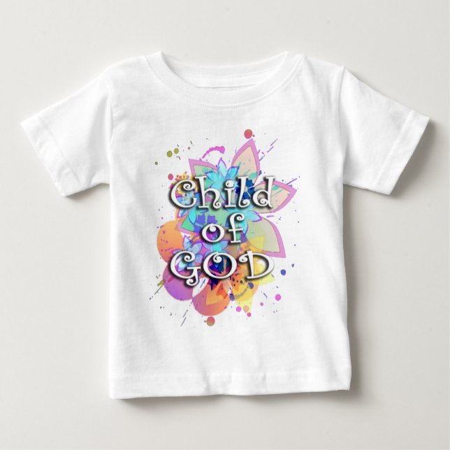 Camiseta Para Bebê Criança do deus, Pastel (Frente)