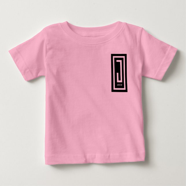 Camiseta Para Bebê criança j vista de manga de design (Frente)