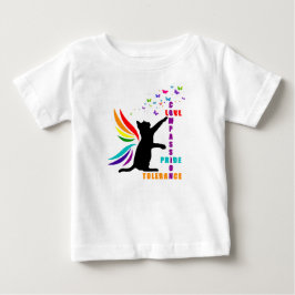 Camiseta Para Bebê Criança Rainbow Prid Cat e borboleta Shirt