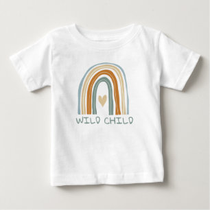 Camiseta Para Bebê Criança Selvagem desenho de arco-íris boho fofo be