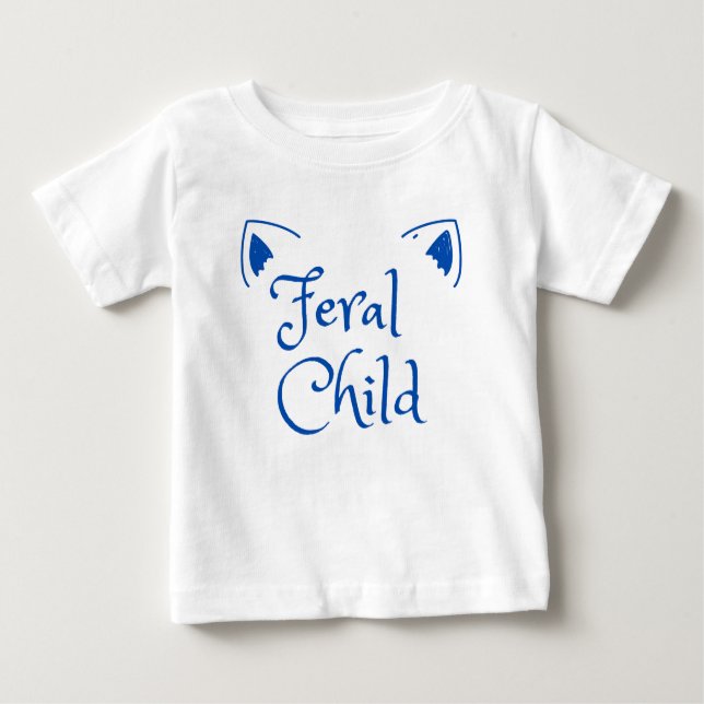 Camiseta Para Bebê Criança Selvagem Louca em Azul (Frente)