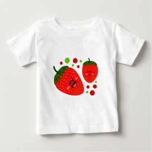 Camiseta Para Bebê Criança T-Shirt de morangos
