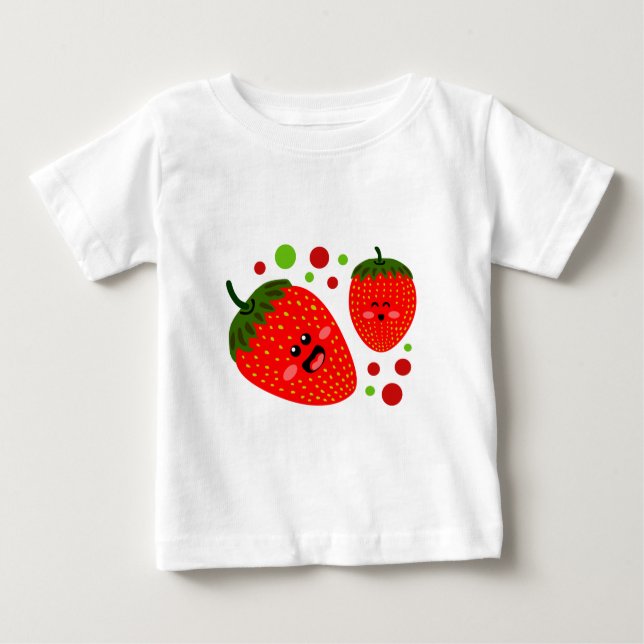 Camiseta Para Bebê Criança T-Shirt de morangos (Frente)