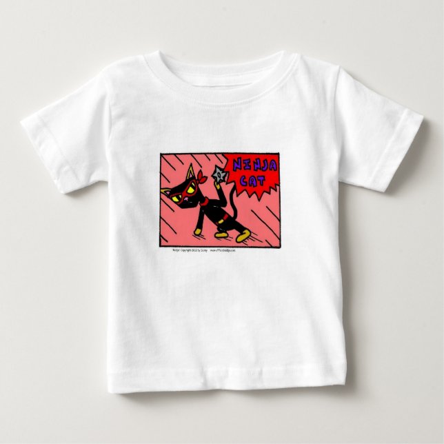 Camiseta Para Bebê Criança T-Shirt Mel NINJA CAT (Frente)