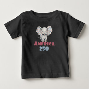 Camiseta Para Bebê Crianças América 250, Elefante Patriótico